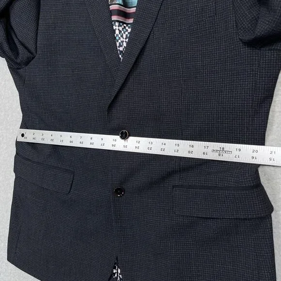Ted Baker London Blazer Mens 6 XXL 42R Groove Micro Check Blue Sport Coat Iguana